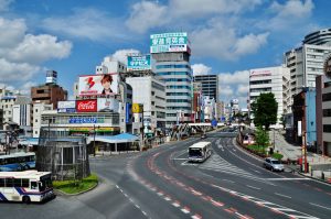 茨城県水戸市駅前の風景