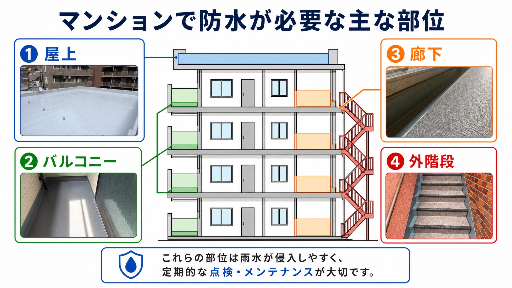 マンションの防水工事とは？基礎知識と防水が必要な場所