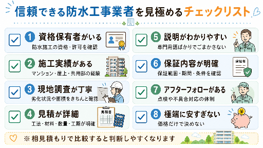 信頼できるマンション防水工事業者の見極め方